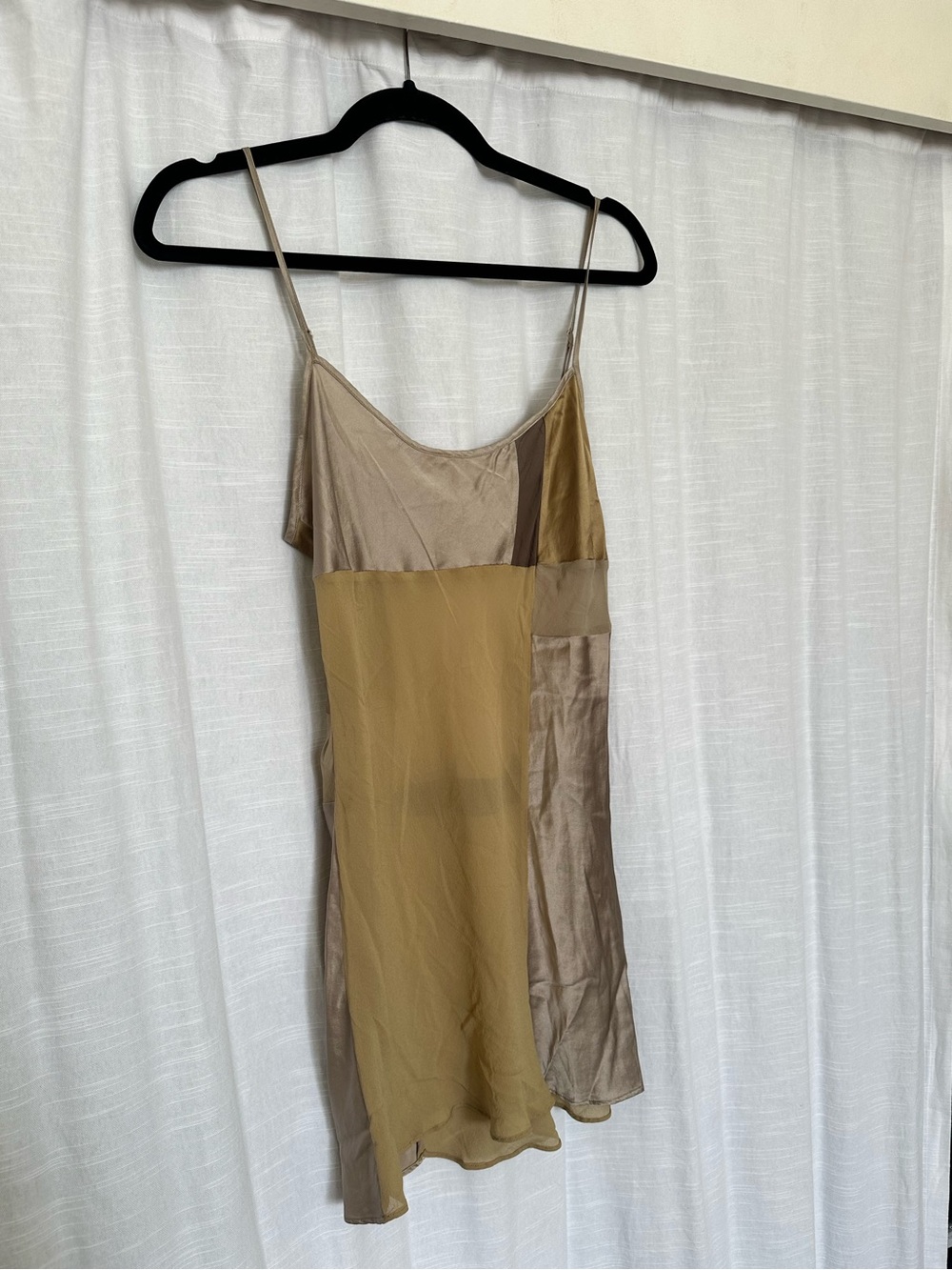Victoria's Secret Y2K Two-Tone Satin Slip Dress - Taupe & Olive Bronze